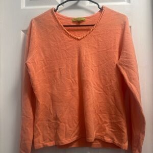 Carolyn Taylor Bright Orange V-Neck Sweater